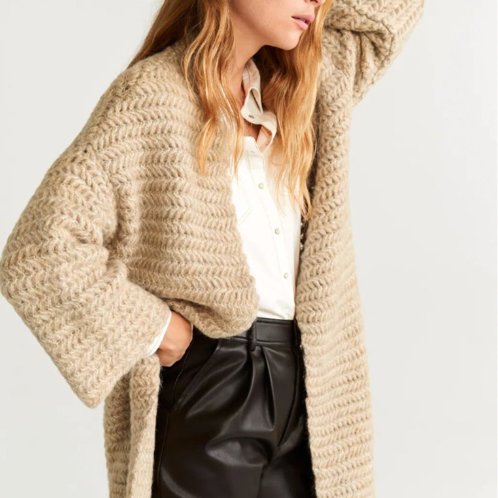 Mango Chunky Knit Cardigan Size M